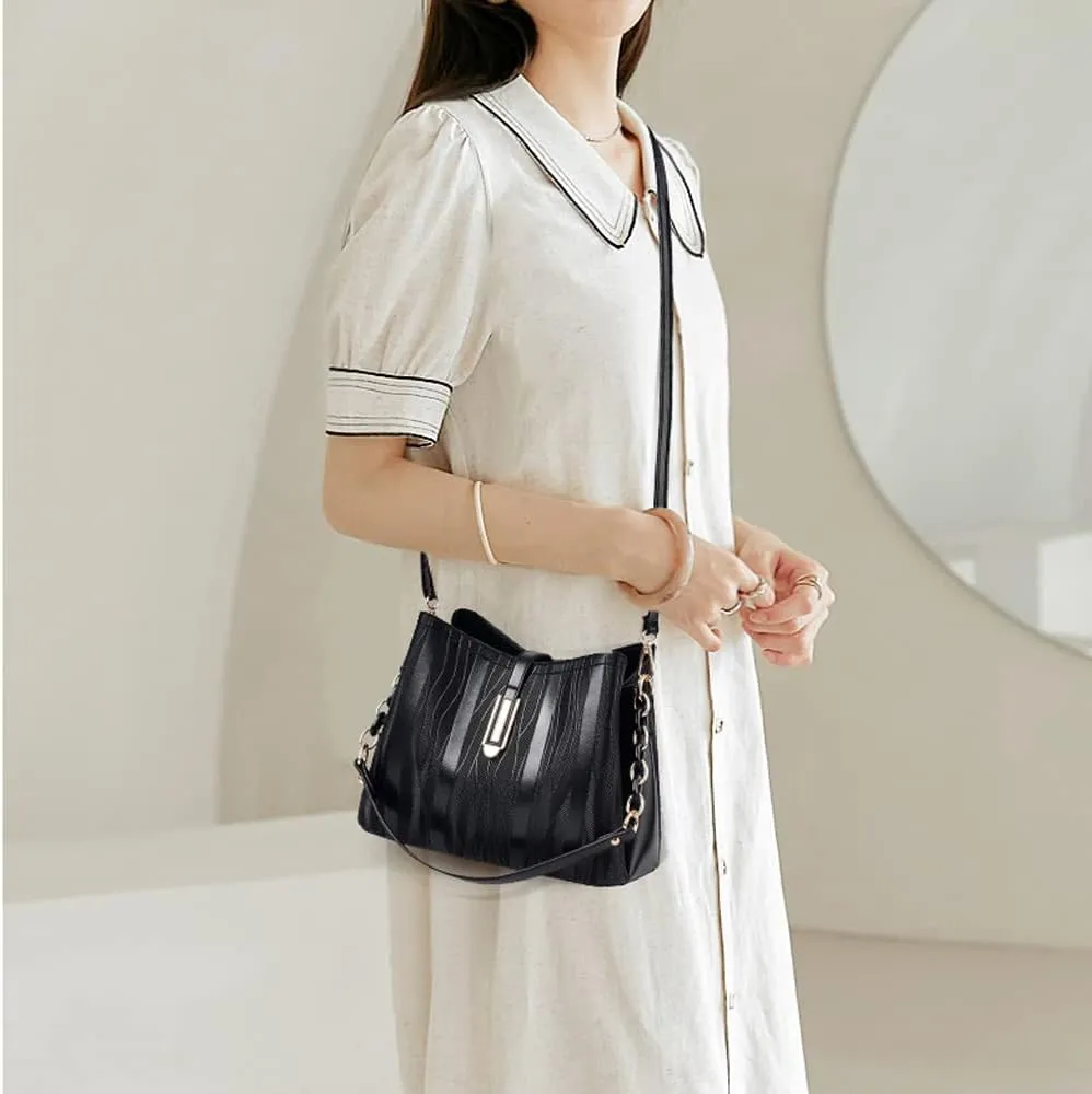 Downupdown Womens Crossbody Bags Satchel Purse PU Leather Hobo Handbags Single Shoulder Bag Textured Print Small Totes