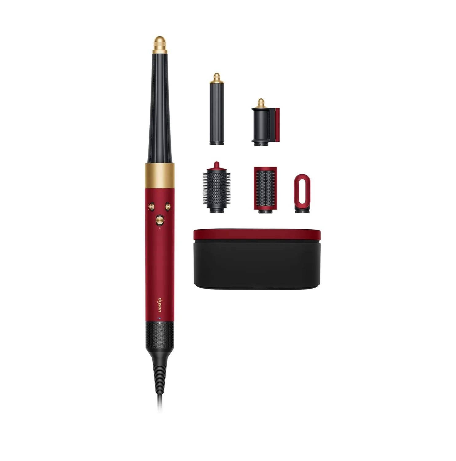 Dyson Airwrap I.D. Multi-Styler HS08 (Red Velvet & Gold, 1300W, Bluetooth Enabled, 6 Attachments, No Heat Damage, Limited Edition)