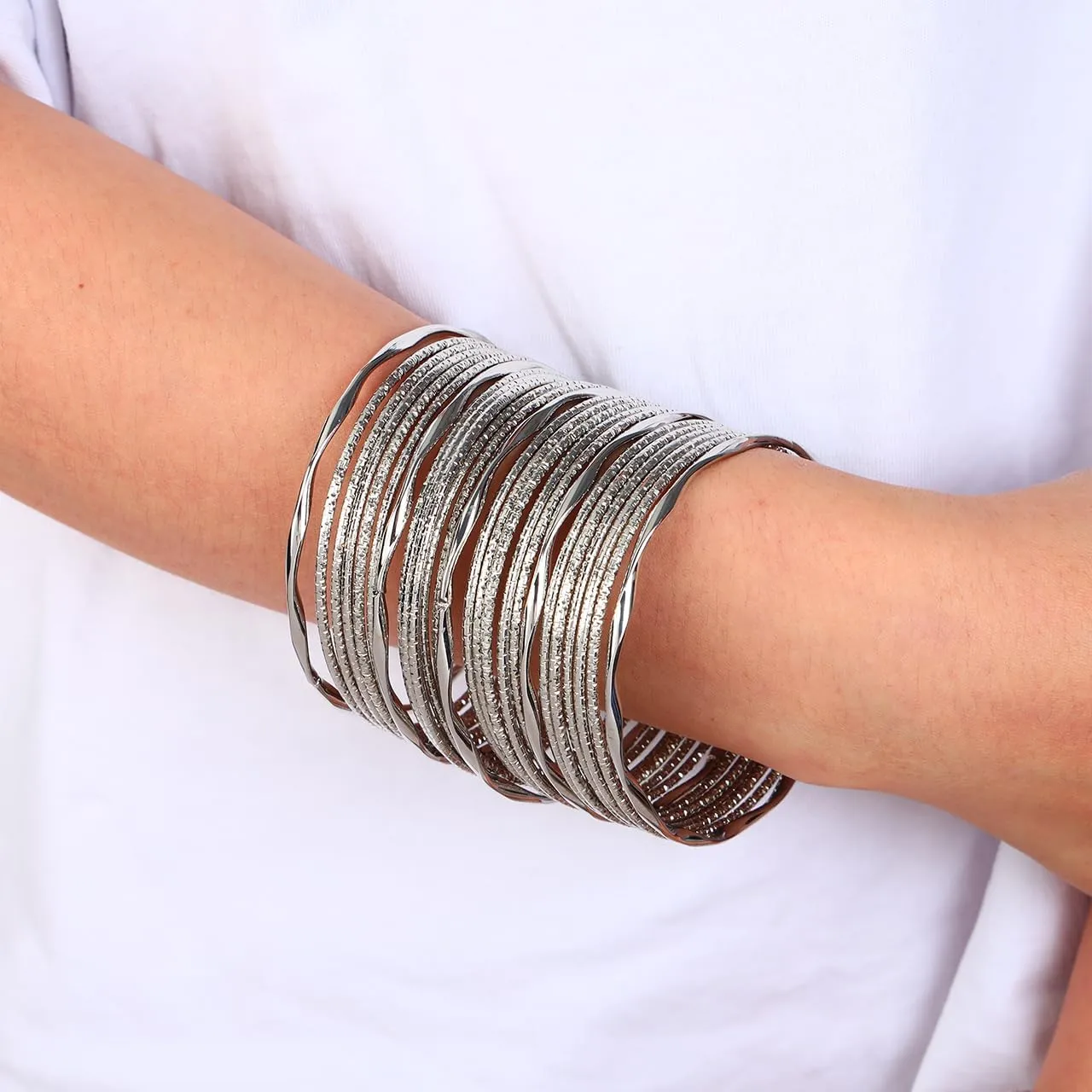 Eigso Mutli Layered Gold Indian Bracelet Cuff Bangle for Women Men Vintage Stackable Textured Bohemian Wristlets for Woman Man