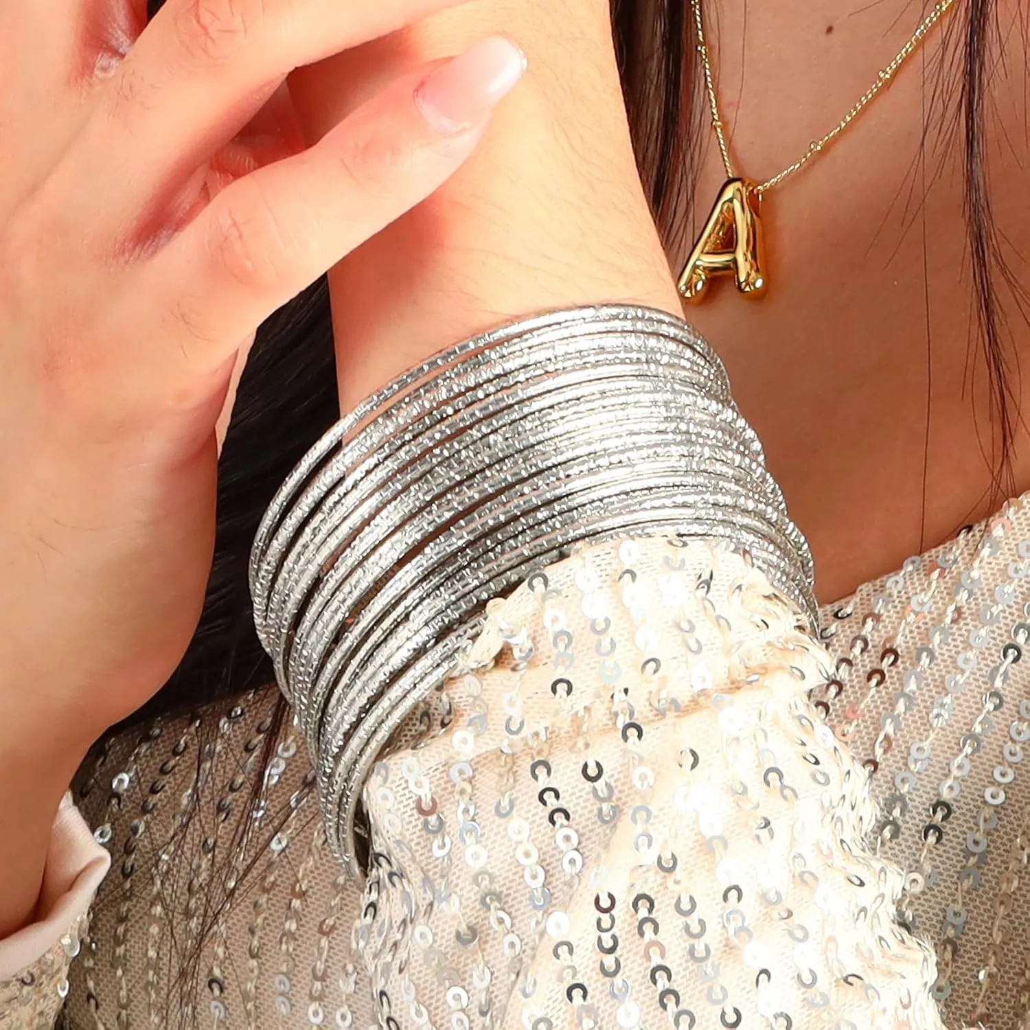 Eigso Mutli Layered Gold Indian Bracelet Cuff Bangle for Women Men Vintage Stackable Textured Bohemian Wristlets for Woman Man
