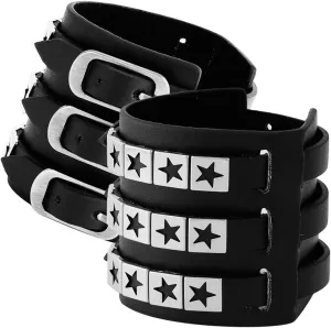 Eigso Punk Leather Cuff Bracelets for Men Women Retro Gothic Vintage Rock Wristband Pair for Man Woman