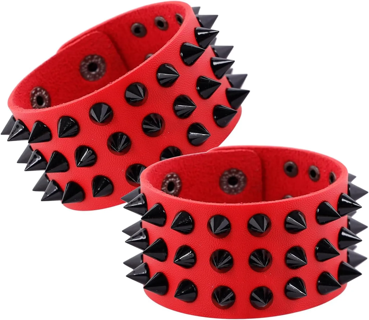 Eigso Punk Leather Studs Cuff Bracelets for Men Women Retro 80s Rock Biker Spikes Rivets Bracelet Set for Man Woman