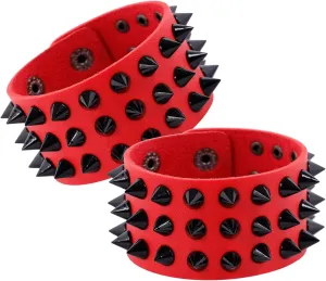 Eigso Punk Leather Studs Cuff Bracelets for Men Women Retro 80s Rock Biker Spikes Rivets Bracelet Set for Man Woman