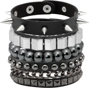 Eigso Punk PU Leather Cuff Bracelets for Men Women Retro Vintage Classic Studded Wristbands for Man Woman
