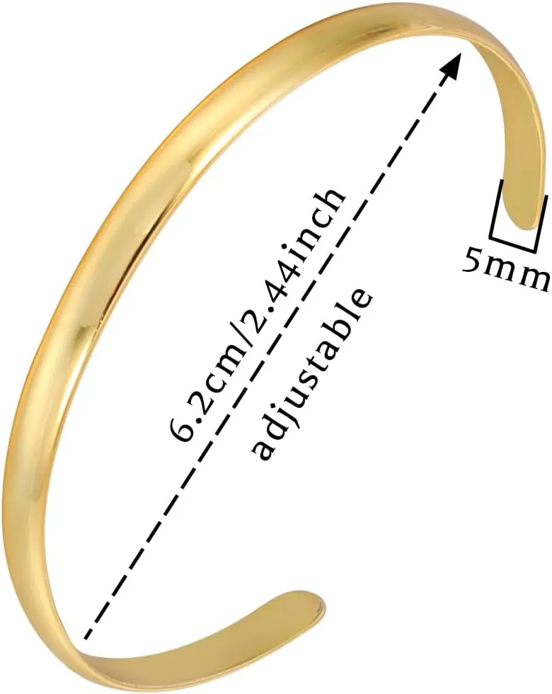 Eigso Women 8MM Copper Open Cuff Bracelets Fashion Vintage Copper Wristband for Woman Man Gift for Her
