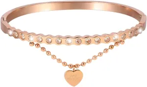 Eigso Womens 4MM Gold Gothic Cuff Bracelets Y2K Rhinestone Heart Wristbands for Woman Thin Bangles