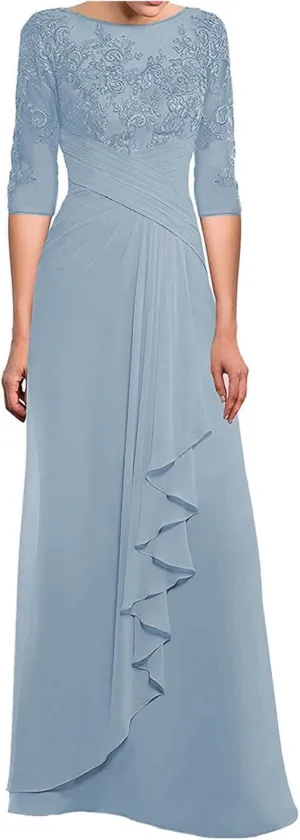 Elegant Mother of The Bride Dresses for Wedding Guest Groom Dress Chiffon Pleated Formal Evening Gowns