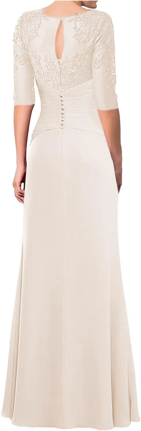 Elegant Mother of The Bride Dresses for Wedding Guest Groom Dress Chiffon Pleated Formal Evening Gowns