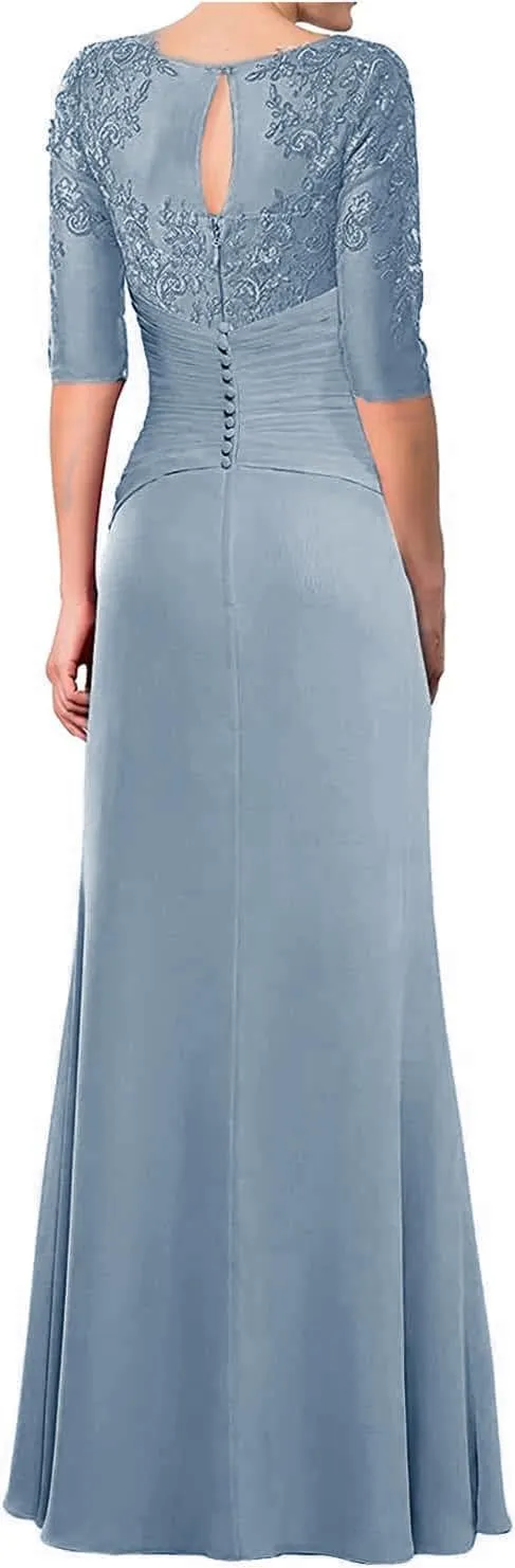 Elegant Mother of The Bride Dresses for Wedding Guest Groom Dress Chiffon Pleated Formal Evening Gowns