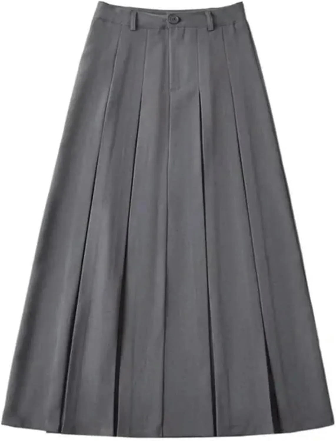 Elegant Office Lady Suit Skirts Autumn Zipper High Waisted Women Pleated Midi Skirt Female Y2K Jupe Grey-BG-XS, X-Small