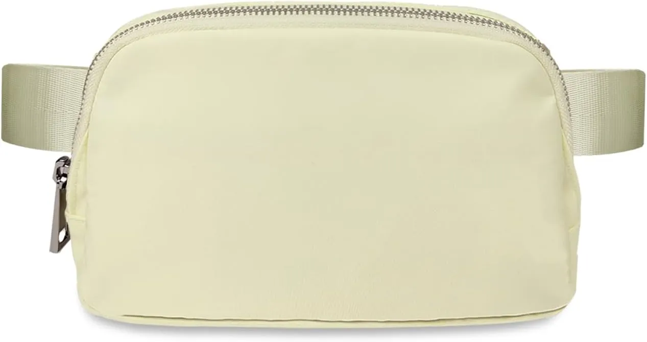 Fanny Packs for Women,Fashionable Crossbody Belt Bags Waist Pack for Teen Girls,Bum Hip Bag for Travel Hiking Cycling Running,Easy Carry Any Phone,Wallet (Black), Beige-Two Zipper Pockets