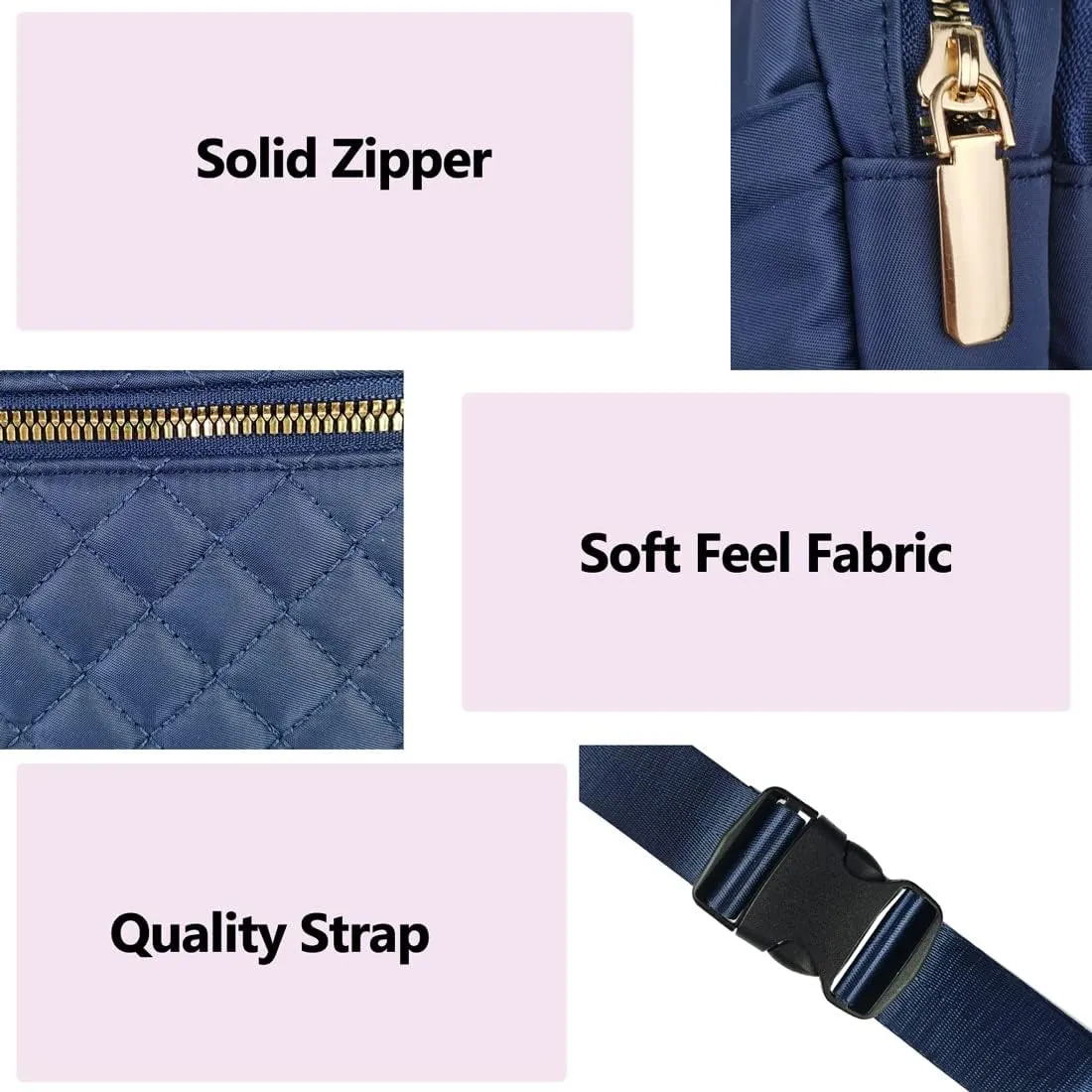 Fanny Packs for Women,Fashionable Crossbody Belt Bags Waist Pack for Teen Girls,Bum Hip Bag for Travel Hiking Cycling Running,Easy Carry Any Phone,Wallet (Black), Dark blue