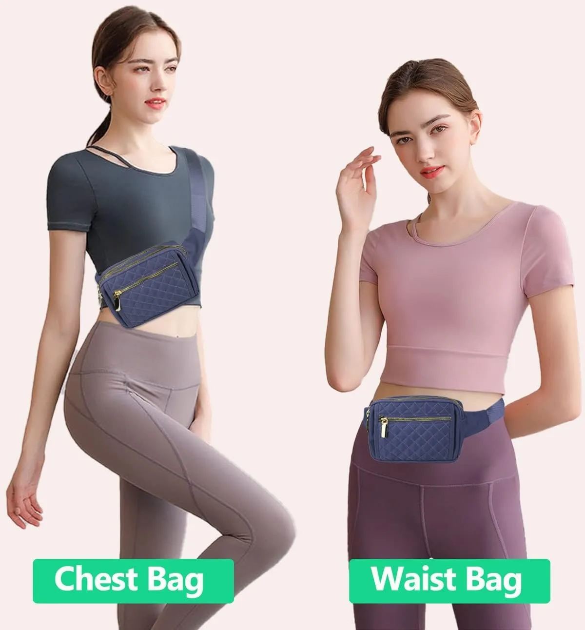 Fanny Packs for Women,Fashionable Crossbody Belt Bags Waist Pack for Teen Girls,Bum Hip Bag for Travel Hiking Cycling Running,Easy Carry Any Phone,Wallet (Black), Dark blue