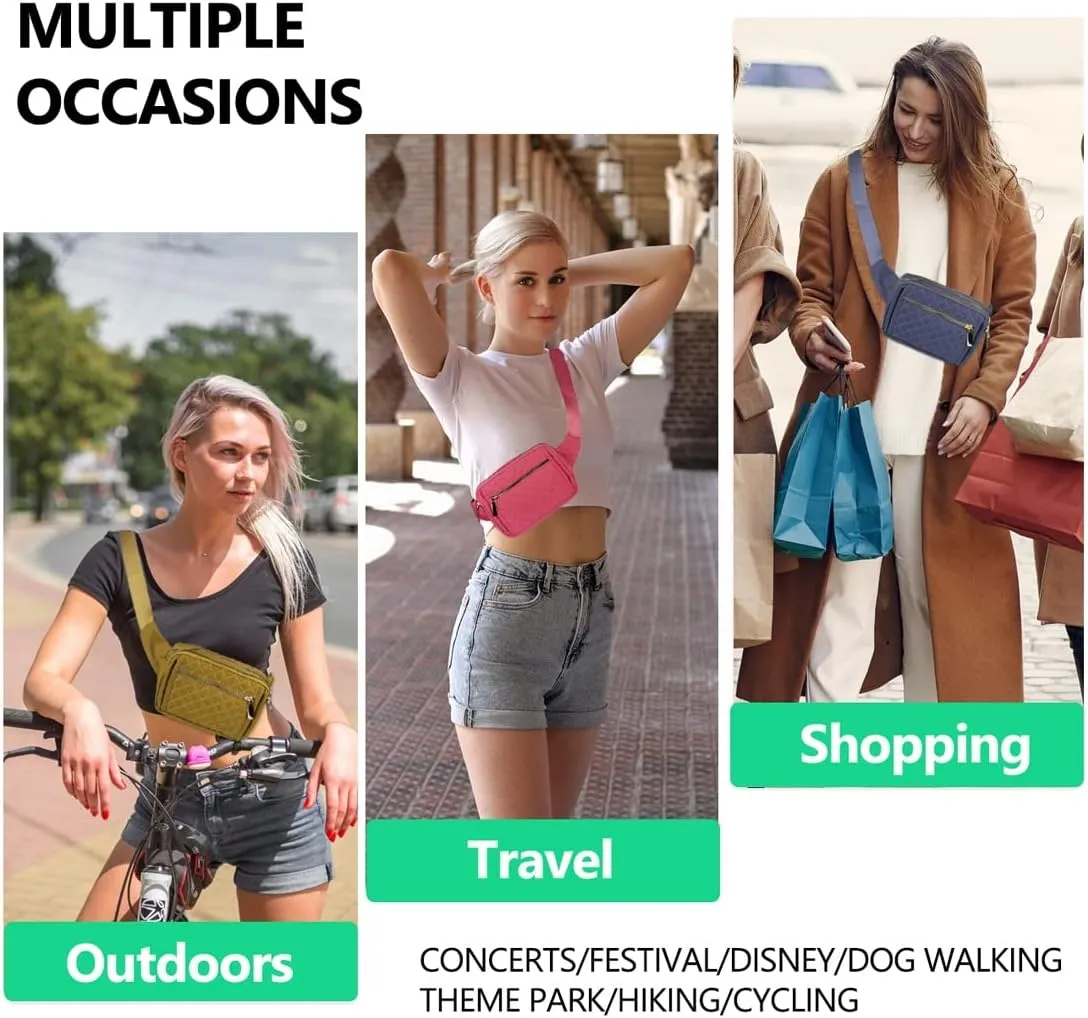 Fanny Packs for Women,Fashionable Crossbody Belt Bags Waist Pack for Teen Girls,Bum Hip Bag for Travel Hiking Cycling Running,Easy Carry Any Phone,Wallet (Black), Dark blue
