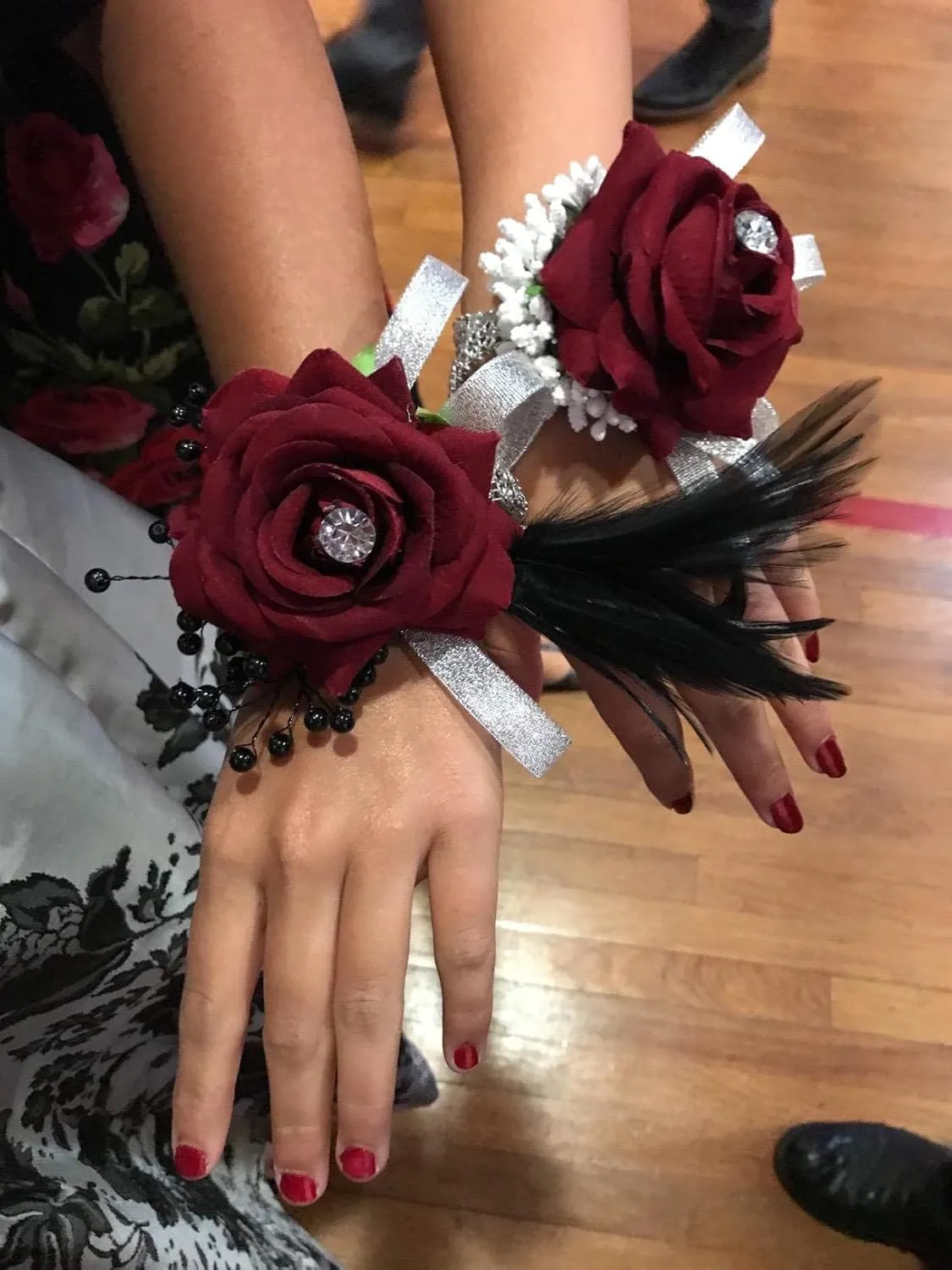 Floral Supply Online - Slaplet Sparkle Wristlet. Corsage Snap/Shimmer Wrap Floral Bracelets for Wedding, Prom, Dance or Events. (Pack of 3 Black)