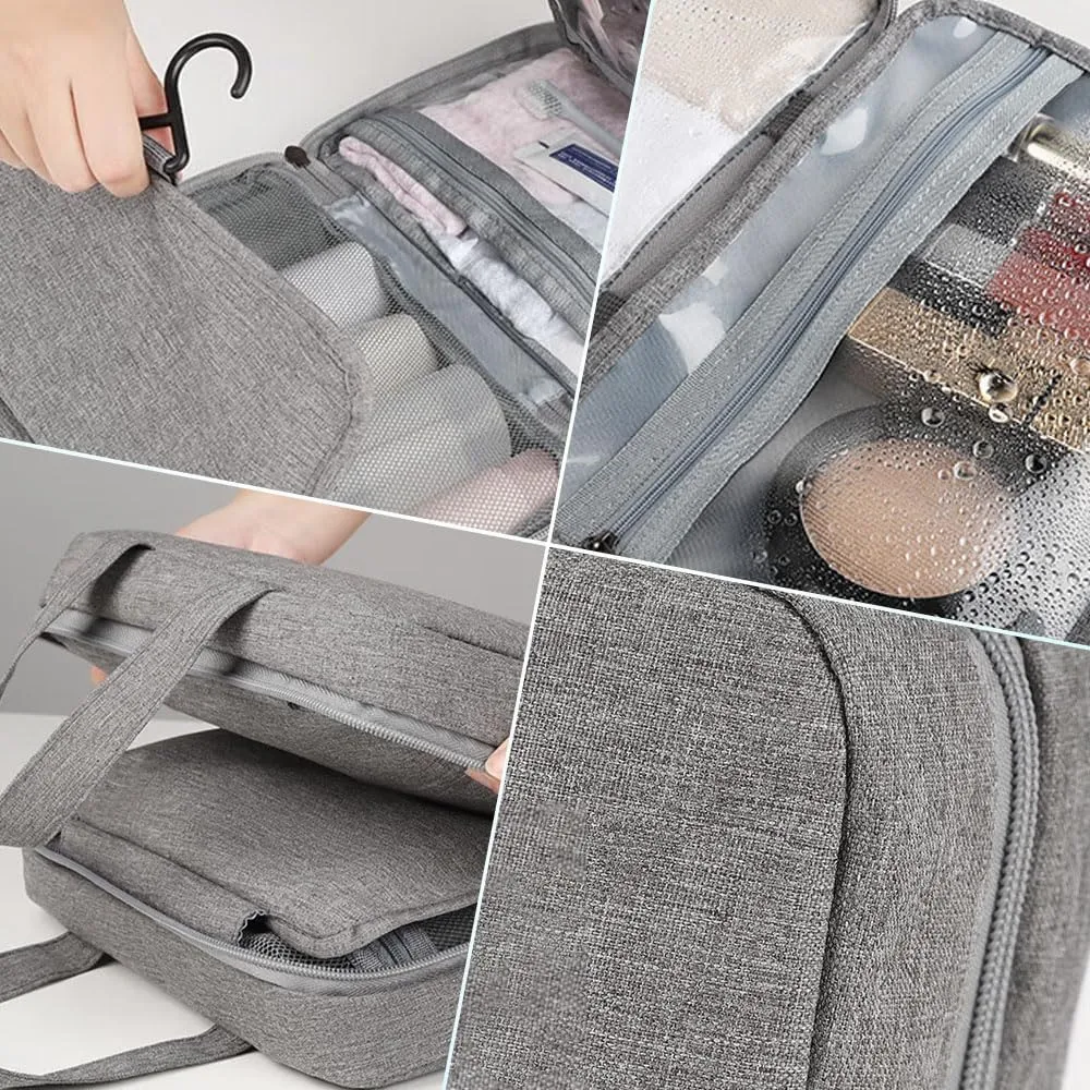Folding Makeup Storage Bag, Toiletry Bag for Women with Hanging Hook, Foldable Travel Hanging Toiletry Bags Dry Wet Separation Bag, Waterproof Cosmetic Storage Organizer for Bathroom Shower (A_Pink)