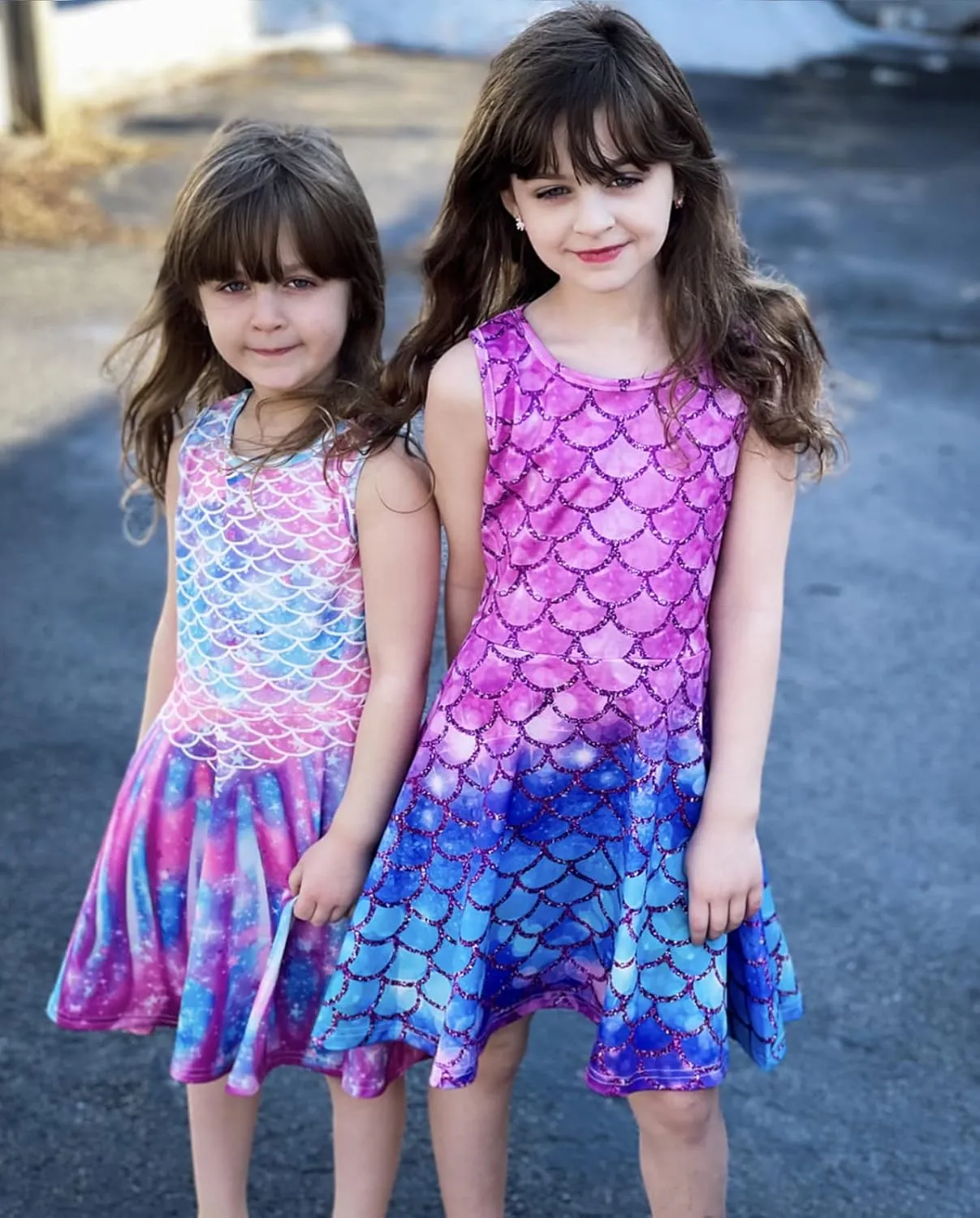 Funnycokid Mermaid Dress Girls Kids Summer Sleeveless Sundress Birthday Outfit Twirly Party Clothes 4-13 Years