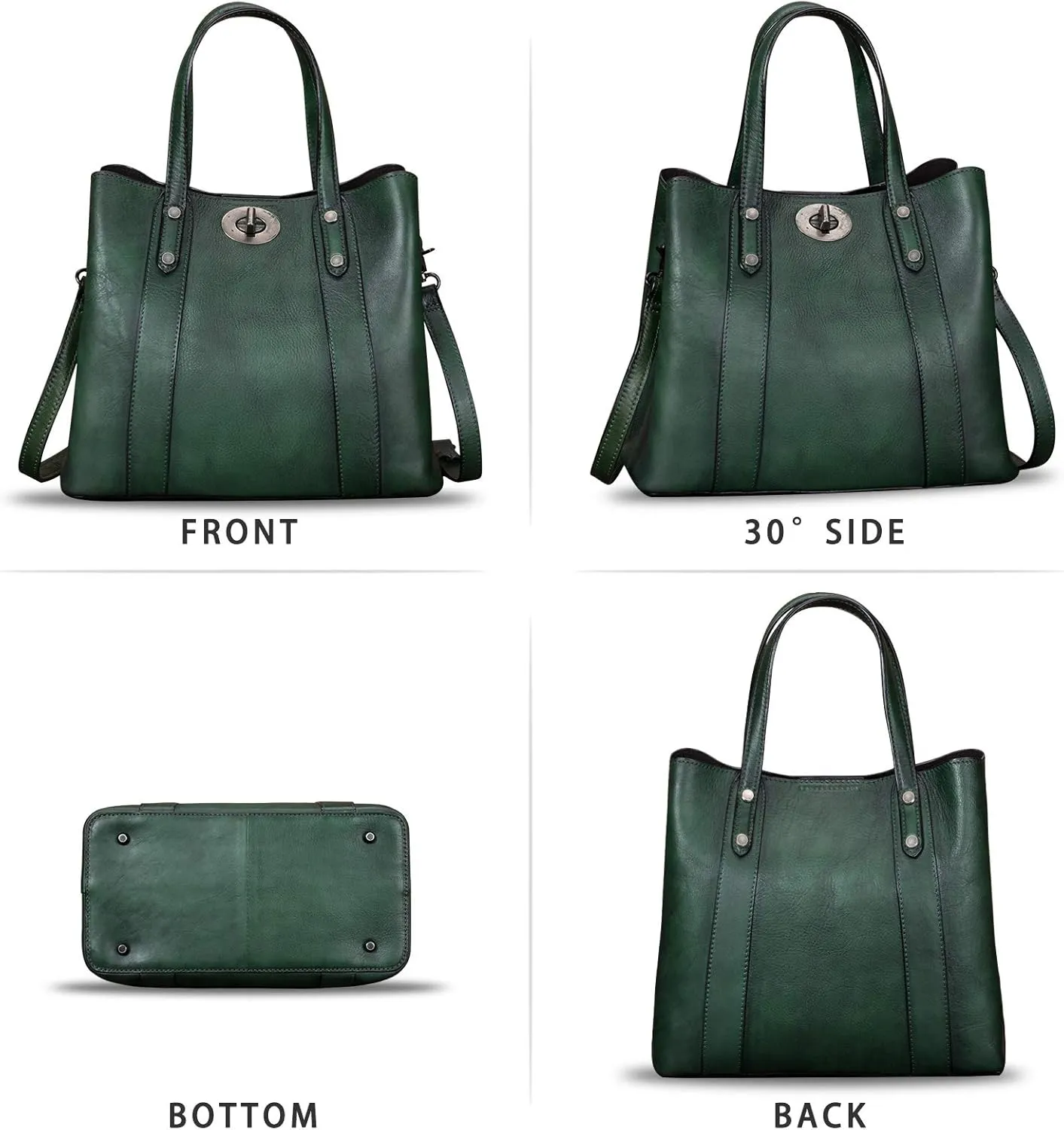 Genuine Leather Handbags for Women Satchel Purses Vintage Handmade Shoulder Bag Cowhide Top Handle Handbag Totes