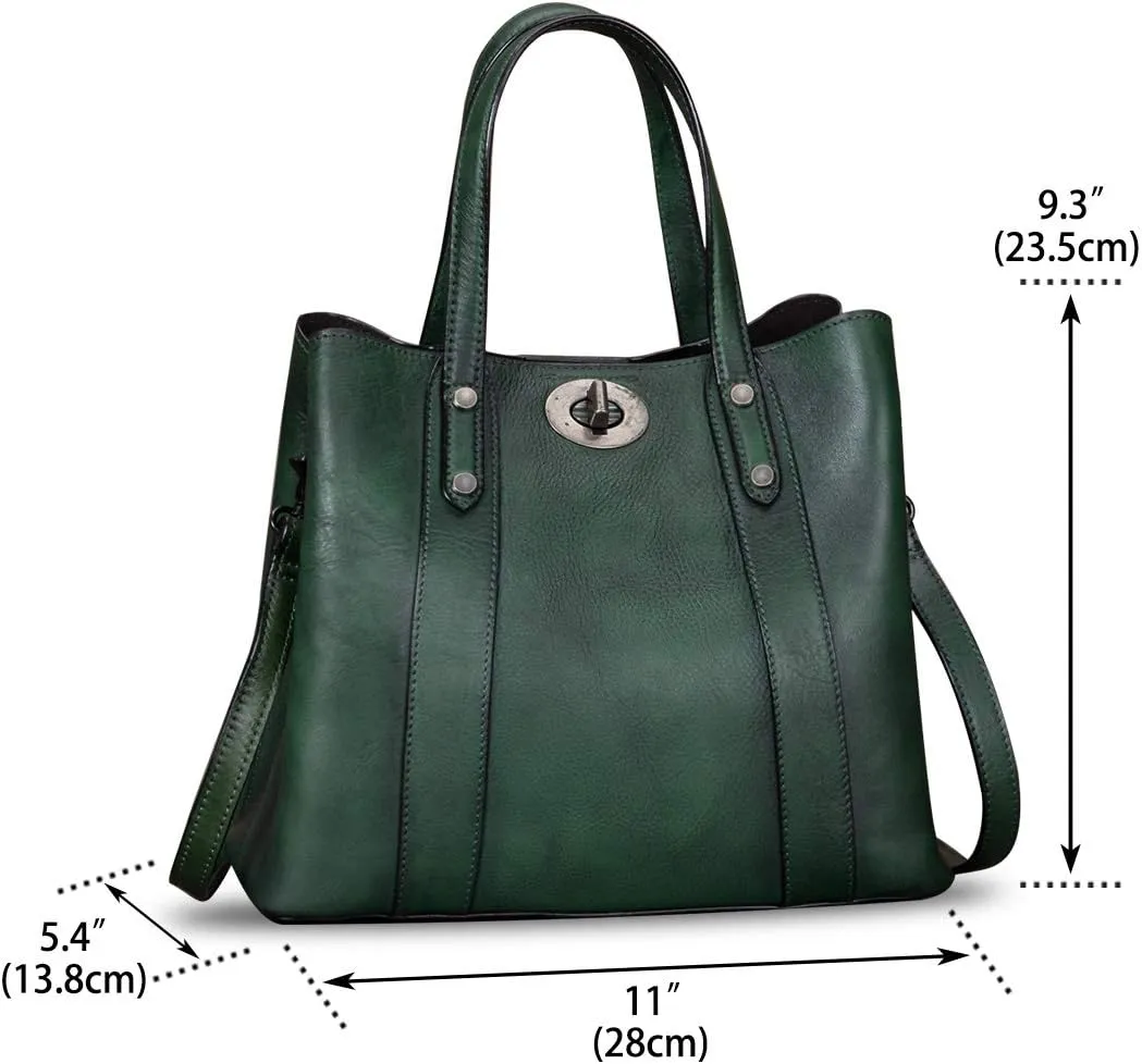 Genuine Leather Handbags for Women Satchel Purses Vintage Handmade Shoulder Bag Cowhide Top Handle Handbag Totes