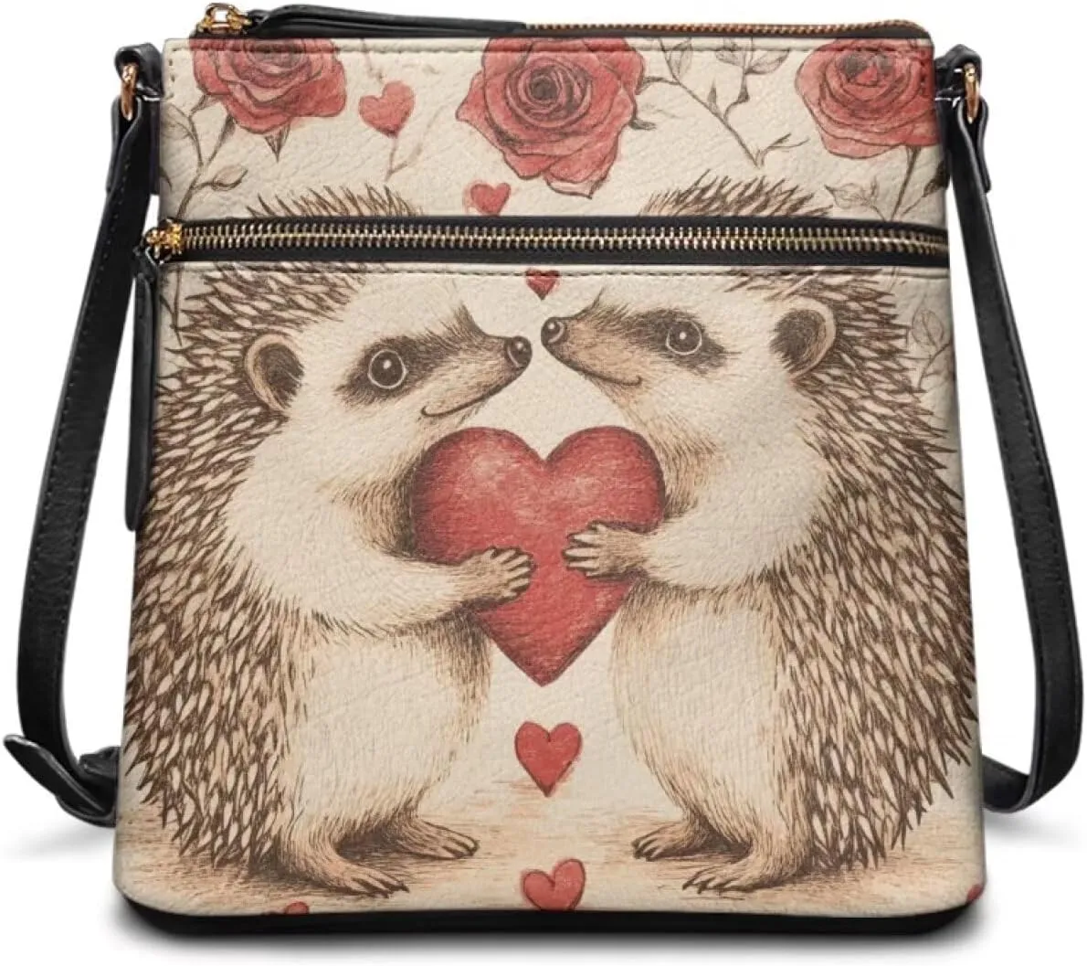 GIFTPUZZ Leather Shoulder Bag Work Totes for Women Purse Handbag with Back Zipper Pocket Large Crossbody Bag