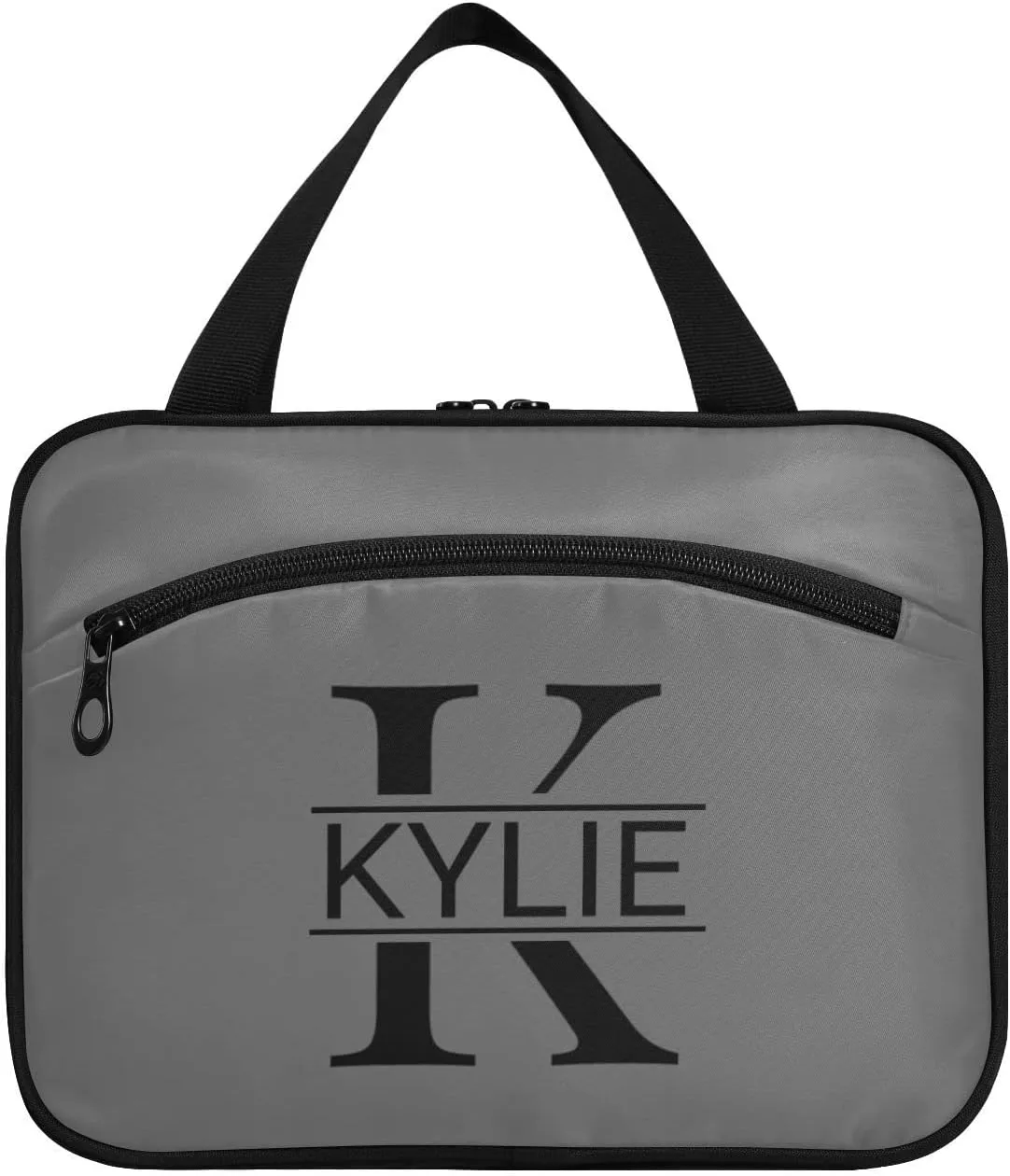 Gray Personalized Toiletry Bag for Women Men Travel Makeup Bag Organizer with Hanging Hook Cosmetic Bags Hanging Toiletry Bag Travel Bag for Toiletries Full Sized Container