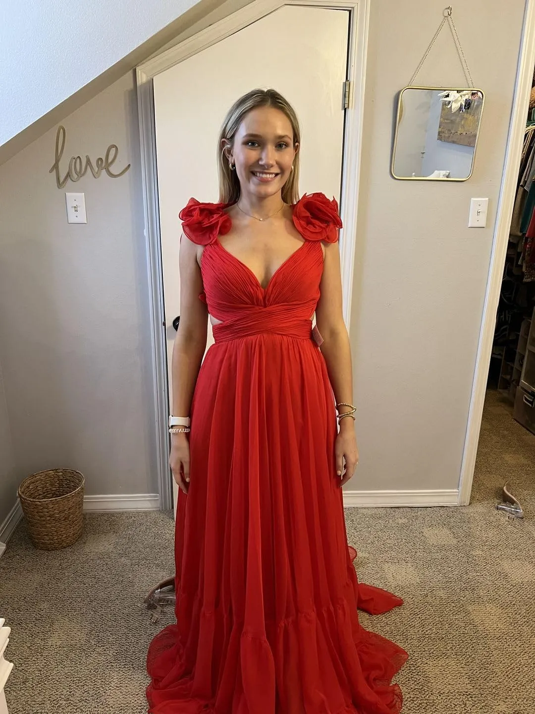 Guramisi Chiffon Ruffle Prom Dresses for Women Long A Line Bridesmaid Dresses Ruched Backless Formal Evening Gowns