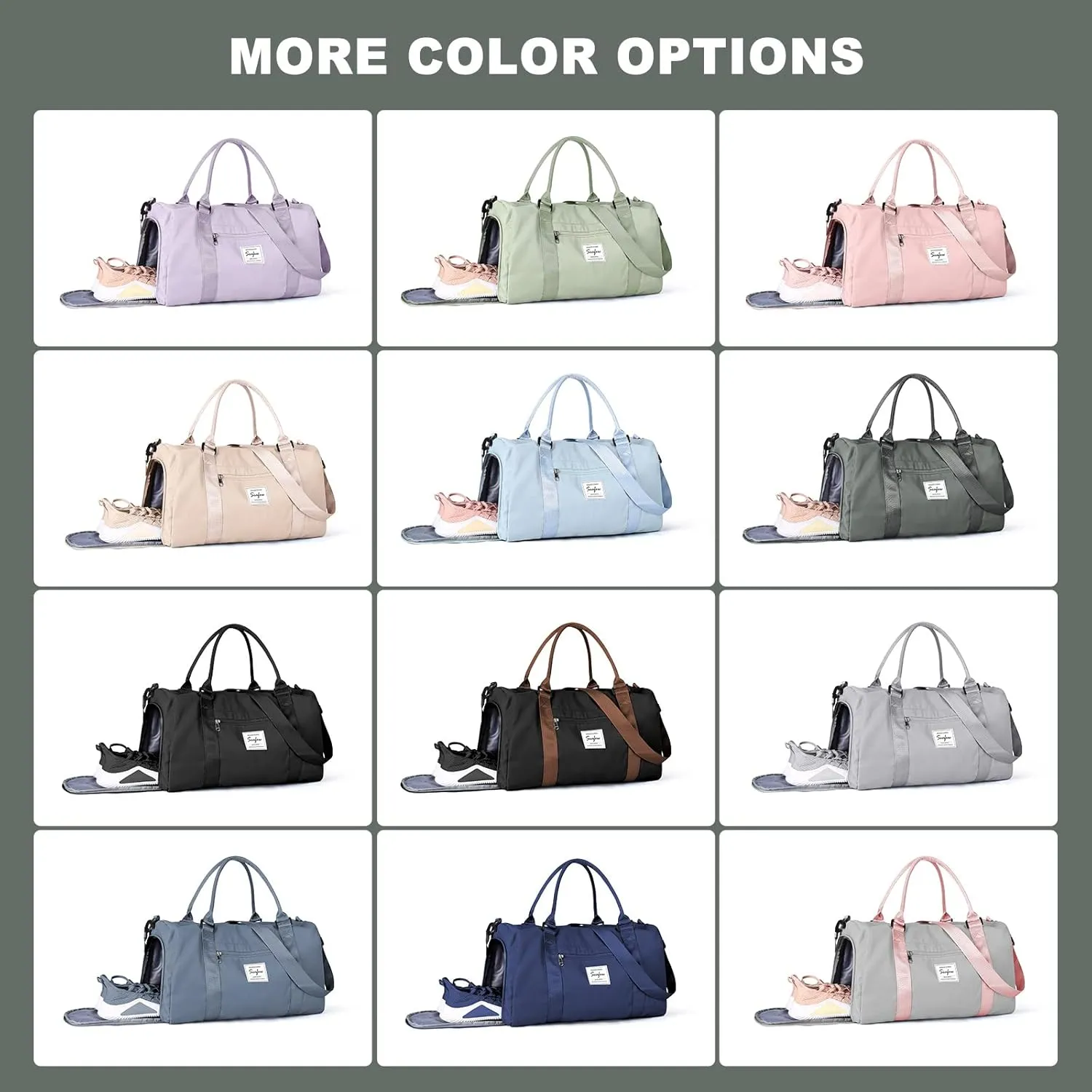 Gym Bag for Women Men with Shoes Compartment and Wet Pocket,Sport Swimming Yoga Bag,Waterproof Travel Duffel Bag Small Carry on Bag Overnight Weekender Bags Personal Item Bag for Airlines Olive Green