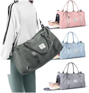 Gym Bag for Women Men with Shoes Compartment and Wet Pocket,Sport Swimming Yoga Bag,Waterproof Travel Duffel Bag Small Carry on Bag Overnight Weekender Bags Personal Item Bag for Airlines Olive Green