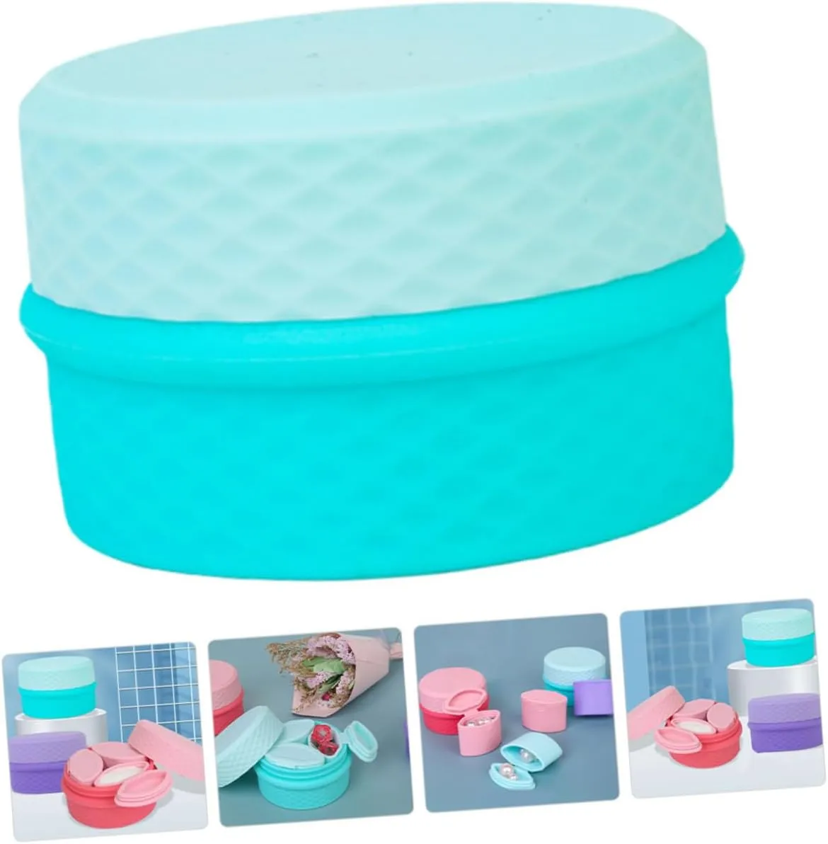 Hemoton 1set Travel Container with Spoon Portable Cosmetic Jar and Pills Holder for Travel Essentials for Toiletry Bags and Daily Use