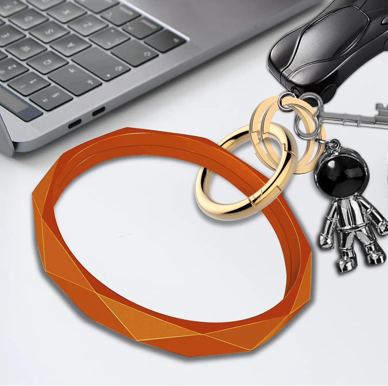 Idakekiy Key Ring Bracelets, Silicon Wristlet Keychain Circle Key Chain Ring Bangle Keyring for Women Girl