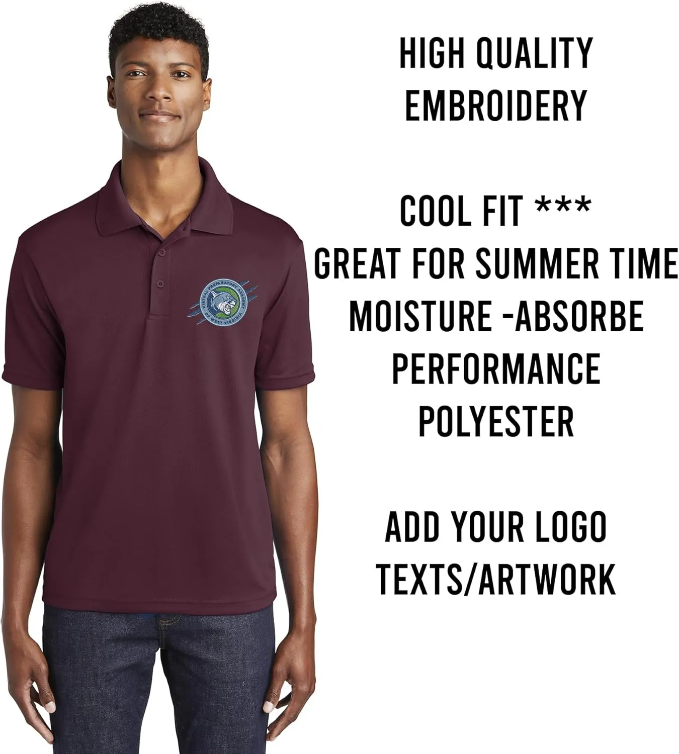 INK STITCH Men St640 Custom Embroidery Personalized Logo Texs Mesh Cool Fit Polo Shirts