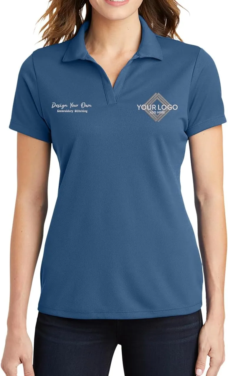 INK STITCH Women Lst640 Custom Embroidery Personalized Logo Texs Mesh Cool Fit Polo Shirts