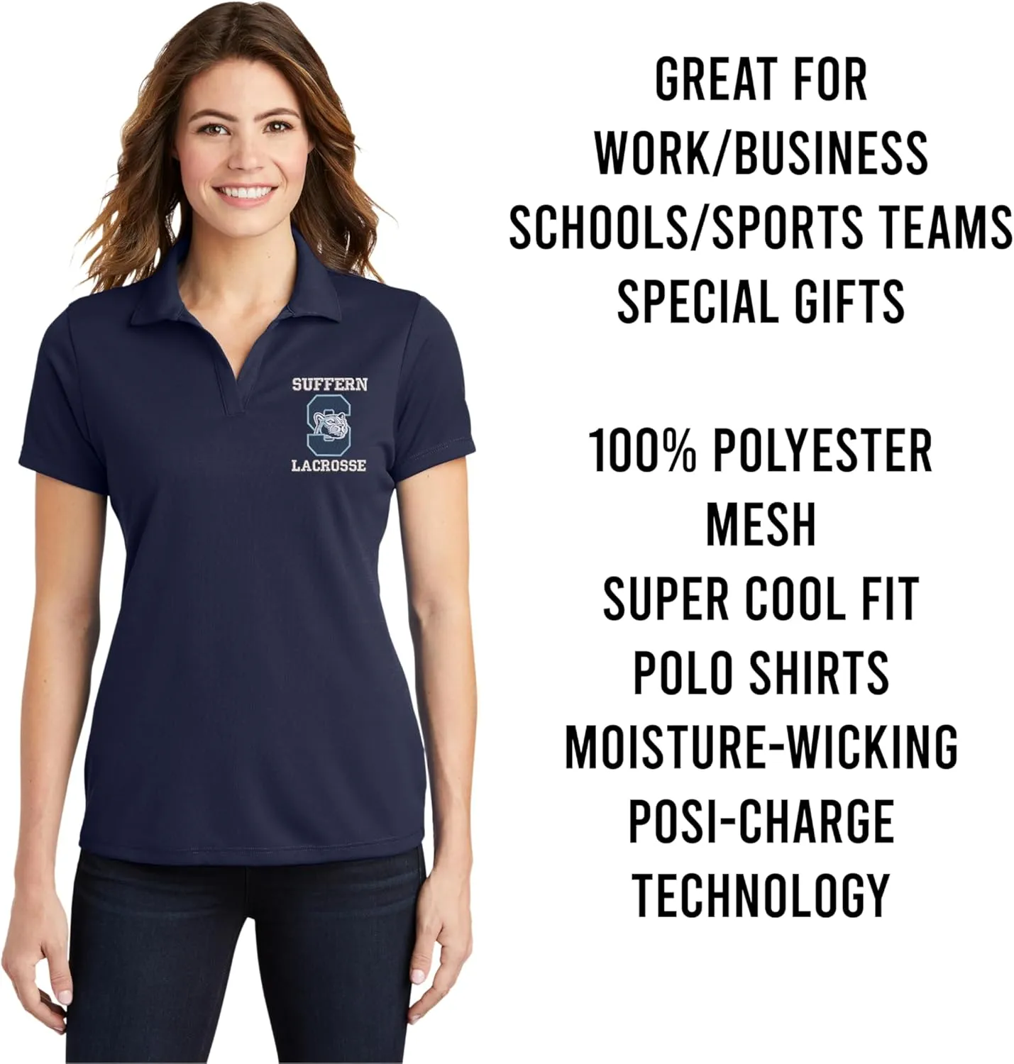 INK STITCH Women Lst640 Custom Embroidery Personalized Logo Texs Mesh Cool Fit Polo Shirts
