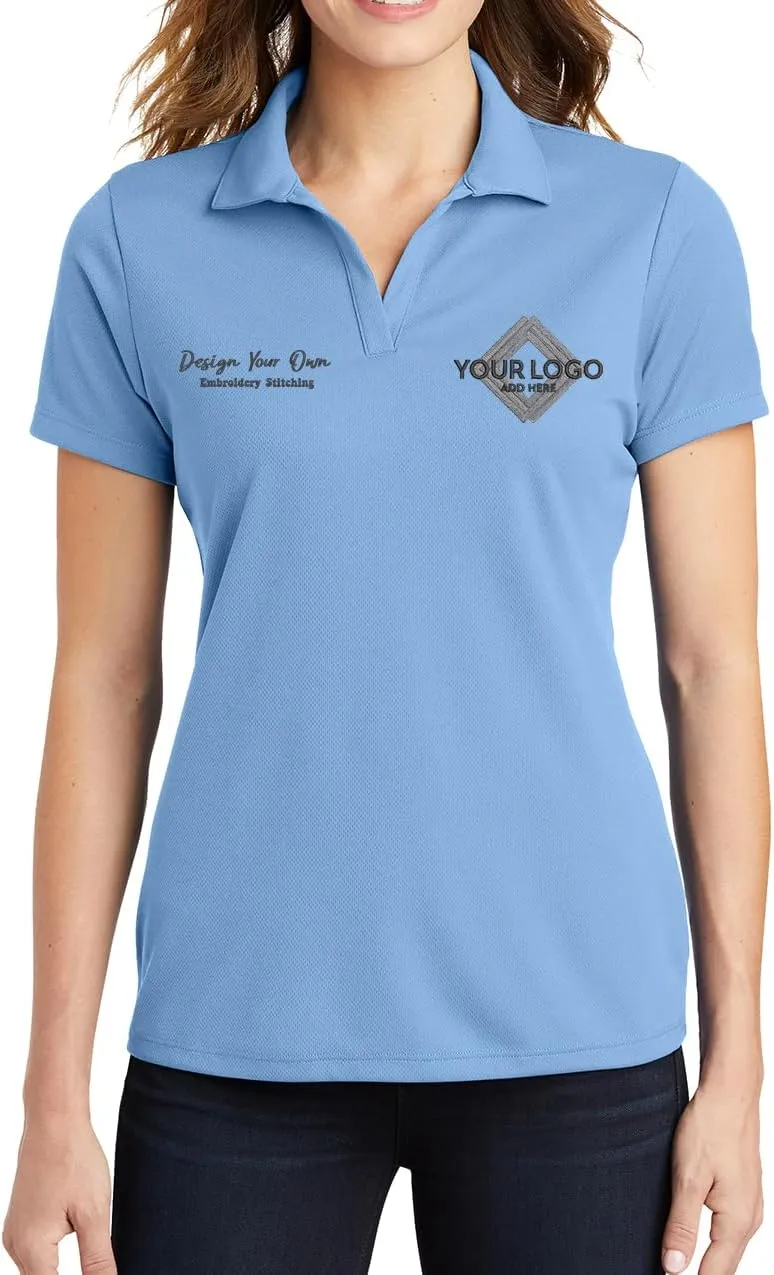 INK STITCH Women Lst640 Custom Embroidery Personalized Logo Texs Mesh Cool Fit Polo Shirts