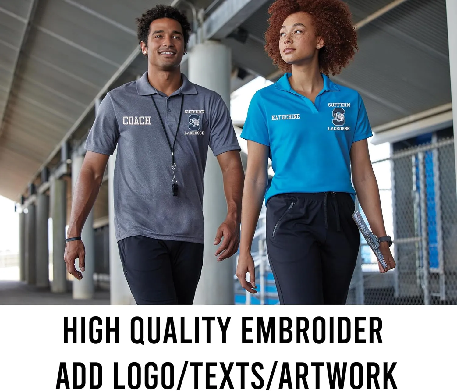 INK STITCH Women Lst640 Custom Embroidery Personalized Logo Texs Mesh Cool Fit Polo Shirts