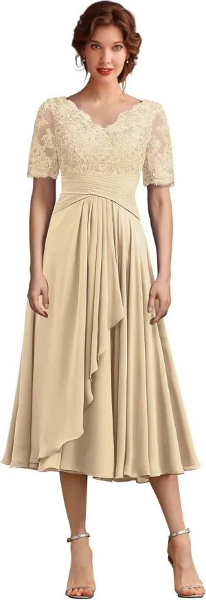 ISABUFEI Mother of The Bride Dresses for Wedding Party Gowns Formal Evening Dress V-Neck Mother of The Groom Dresses