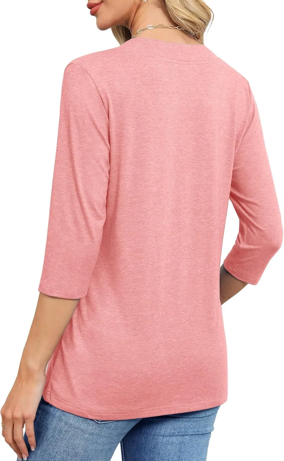 JomeDesign Womens Tops 3/4 Length Sleeve Summer V Neck Shirts Casual Tunic Tops 2025