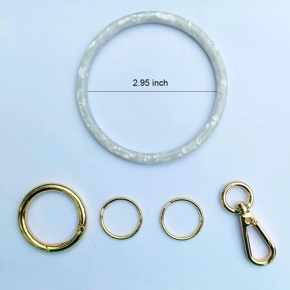 Junyuerly Wristlet Keychain Bracelet for Women Bangle Key Rings Acetate Round Key Chain with Clip