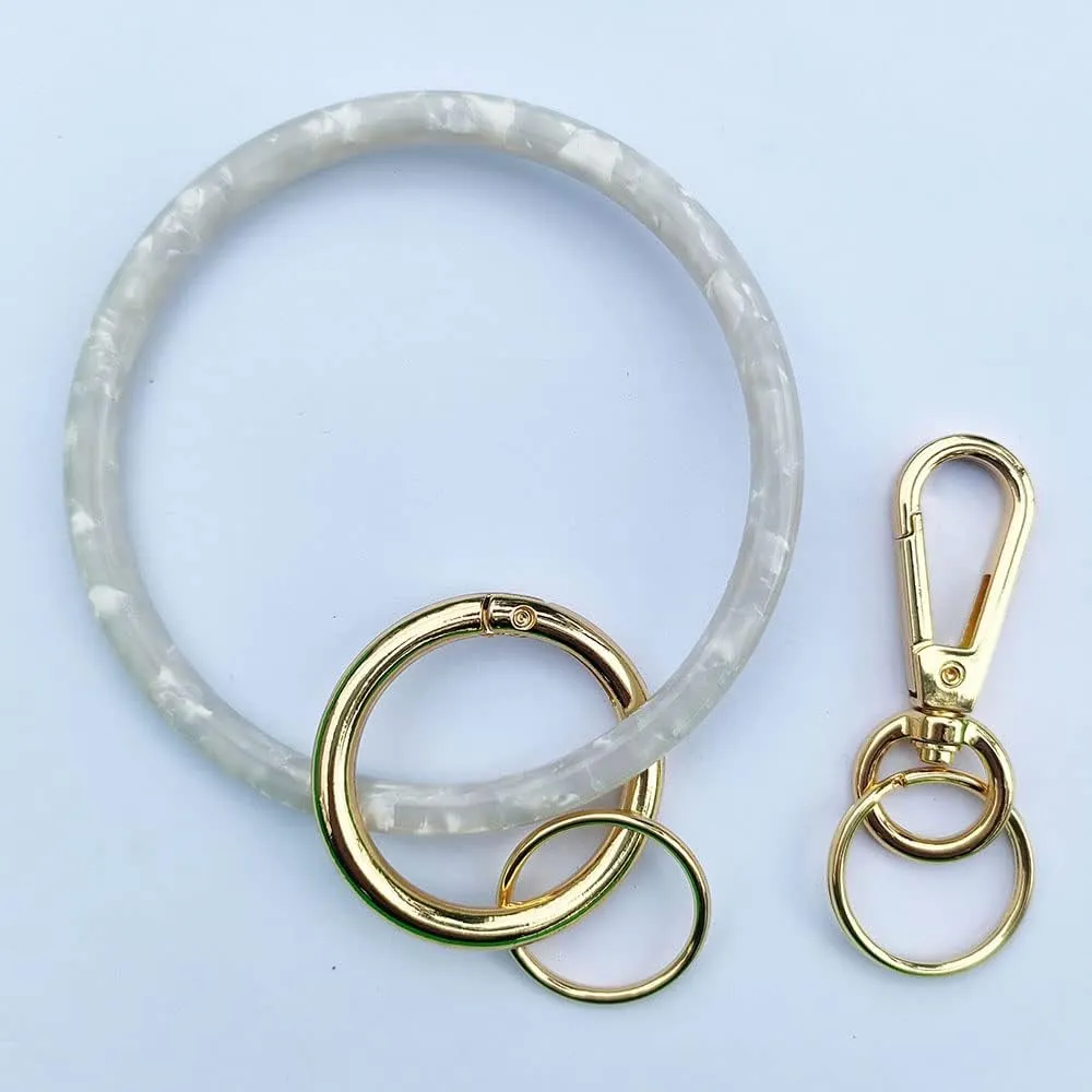 Junyuerly Wristlet Keychain Bracelet for Women Bangle Key Rings Acetate Round Key Chain with Clip