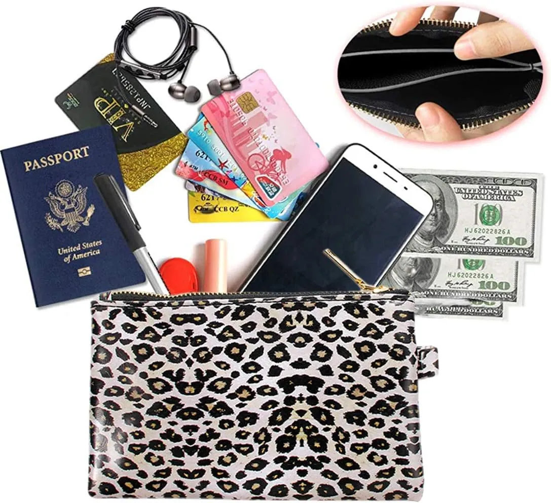 Key Chain Bracelets Women Keyring Bangle Circle Faux Leather Keychain With Wallet Wristlet Card Holder