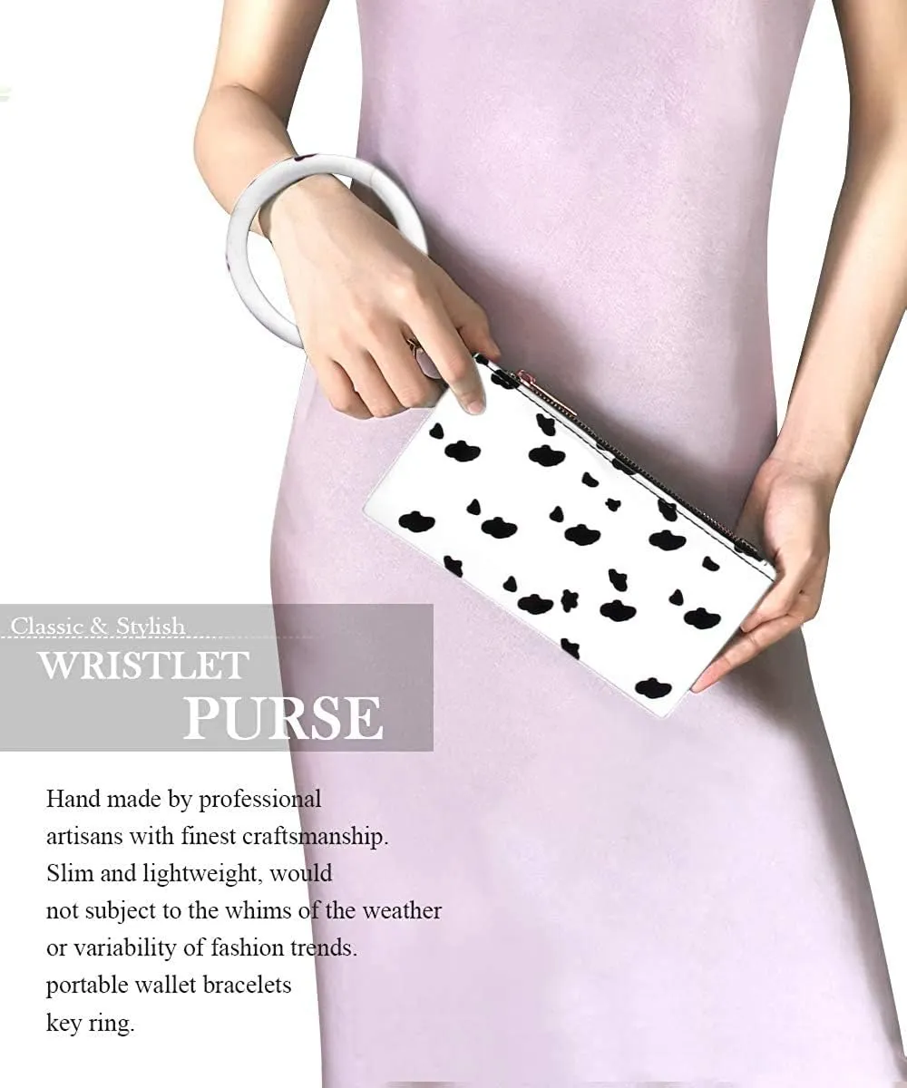 Key Chain Bracelets Women Keyring Bangle Circle Faux Leather Keychain With Wallet Wristlet Card Holder