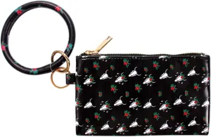 Key Chain Bracelets Women Keyring Bangle Circle Faux Leather Keychain With Wallet Wristlet Card Holder