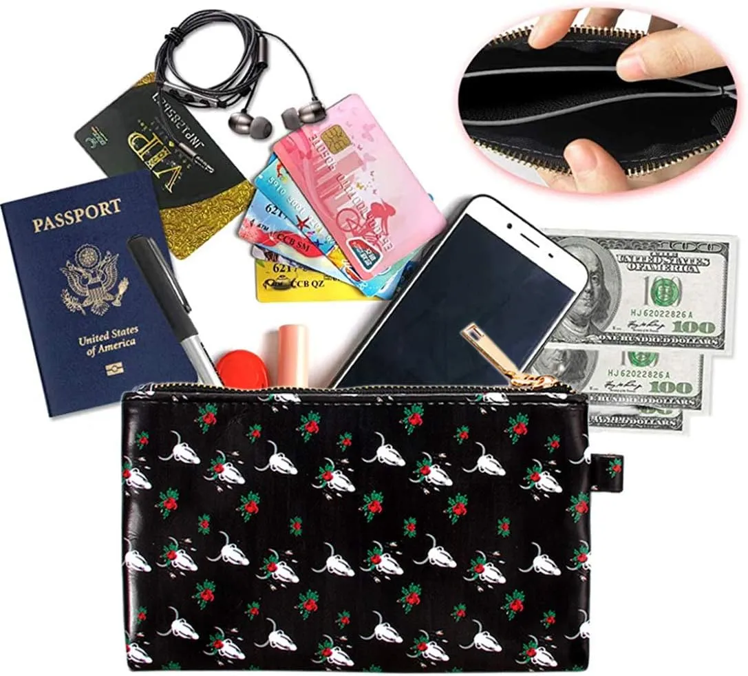 Key Chain Bracelets Women Keyring Bangle Circle Faux Leather Keychain With Wallet Wristlet Card Holder