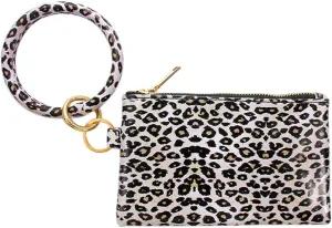 Key Chain Bracelets Women Keyring Bangle Circle Faux Leather Keychain With Wallet Wristlet Card Holder