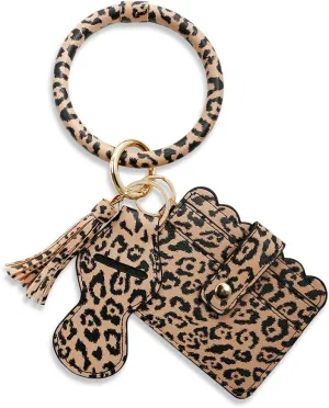 Keychain Bracelet, Wristlet Key Ring Bracelets Card Holder with Lipstick Bag and Tassel Car Key Rings Keychain