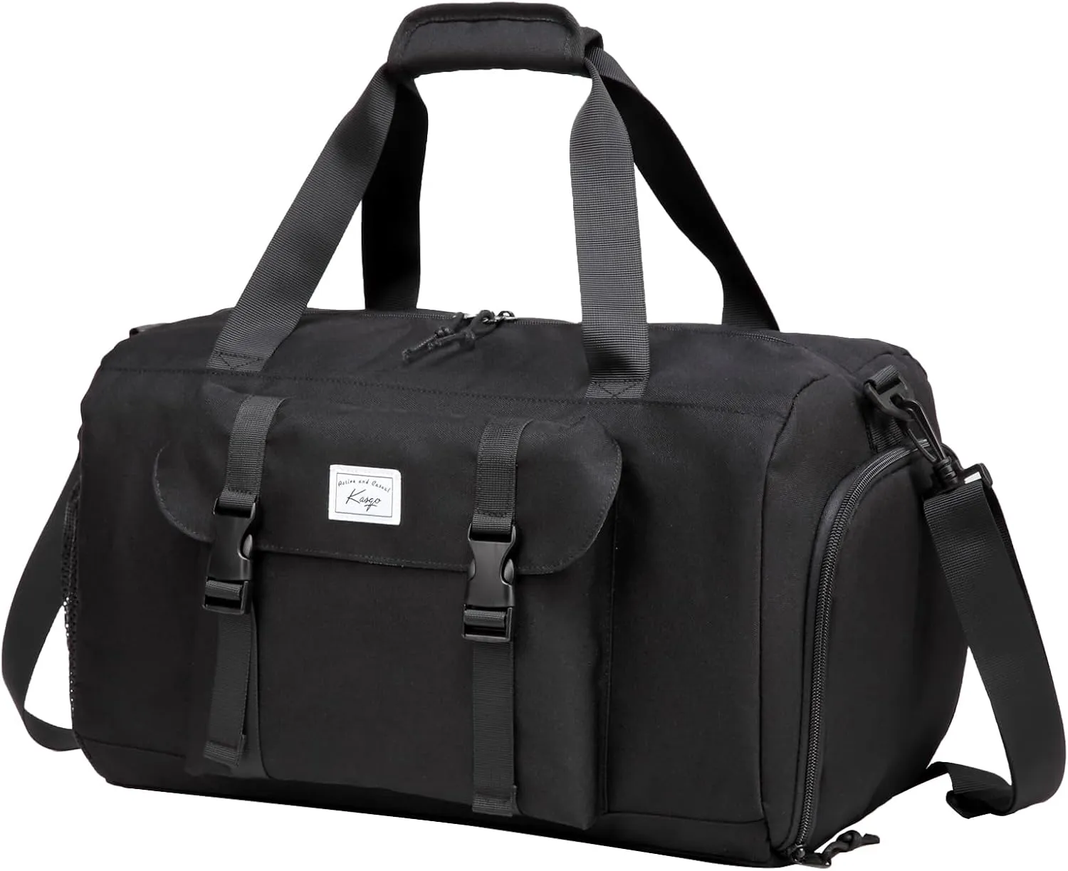 Kids Overnight Duffel Bags,Kasqo Boys Travel Bag Water Resistant Sports Gym Bag Dance Bag for Teens Girls Sleepover Bag School Weekender Carry On Tote with Shoes Compartment Dry Wet Pocket,Black