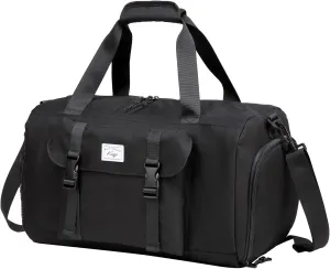 Kids Overnight Duffel Bags,Kasqo Boys Travel Bag Water Resistant Sports Gym Bag Dance Bag for Teens Girls Sleepover Bag School Weekender Carry On Tote with Shoes Compartment Dry Wet Pocket,Black