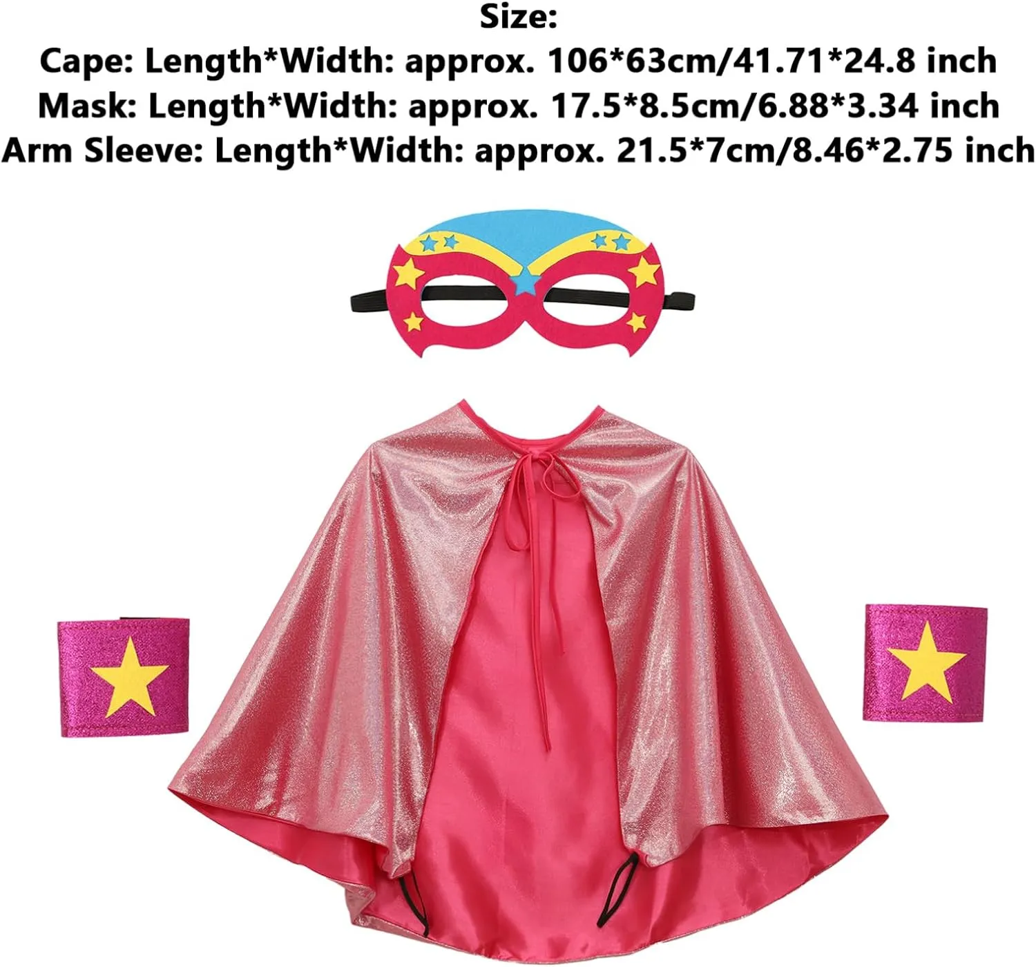 Kids Superheroes Cosplay Cloak Cape Half Face Mask Star Stickers Bracelets Set Boy Girl Cosplay Theme Party