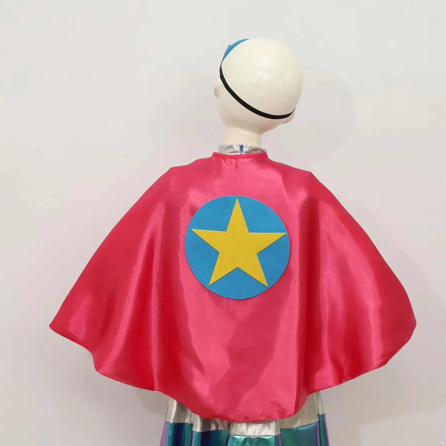 Kids Superheroes Cosplay Cloak Cape Half Face Mask Star Stickers Bracelets Set Boy Girl Cosplay Theme Party