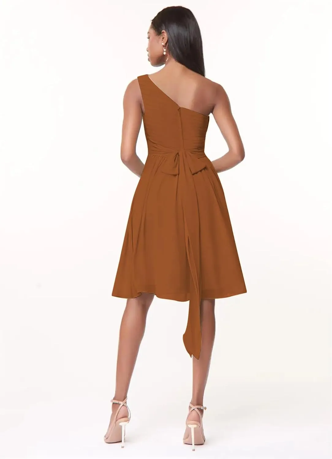 Kyeuan One Shoulder Short Bridesmaid Dresses for Women with Pockets Sleeveless Evening Gown A Line Homecoming Dress for Teens